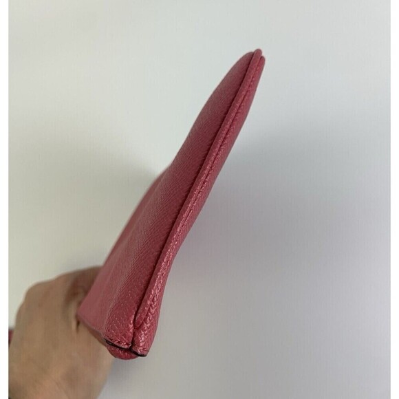 Coach Large Wristlet Crossgrain Leather F57465 Melon Pink Zip Credit Card Slot - Picture 5 of 11